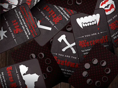 Werewolf Card Game Set cards game icons set werewolf