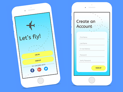 DailyUI 01 - Sign Up airline airline app dailyui photoshop signup