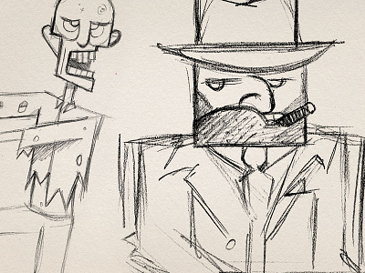 Mobsters, Zombies, and Ninjas... of course animation character concept design mobster ninja pencil sketch zombie