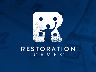 Restoration Games Logo boardgames brand design dice games identity logo painter restoration tabletop games