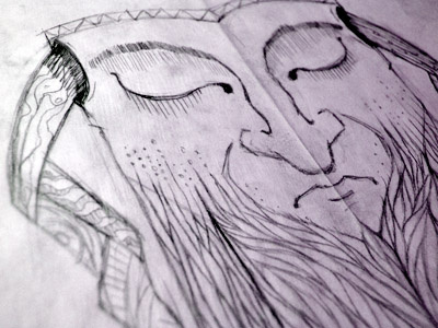 Bearded Meditation pencil beard gigposter jason taylor man menomena patterns pencil rough screenprint