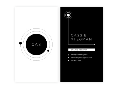 Personal Business Card black and white business card cassie design graduate personal planet promo resume sci fi self promo typography