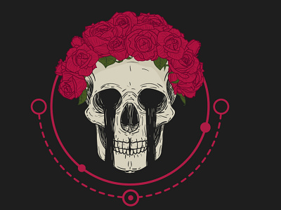 Don't cry art black branding cry dark death design draw head illustration illustrator print rose skull style tattoo vector vintage wreath