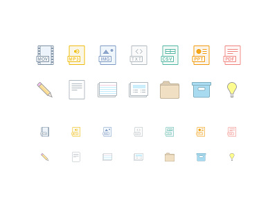Icons for iOS app archive audio cards drafts folder icons image ios note pdf pencil