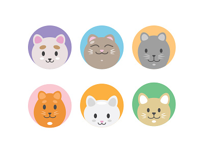 Catatars animals avatars cats flat illustration smiles users vector