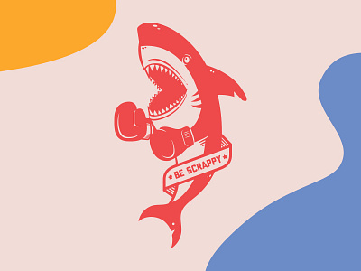 Scrappy Summer banner boxing graphic icon illustration logo shark summer type vector
