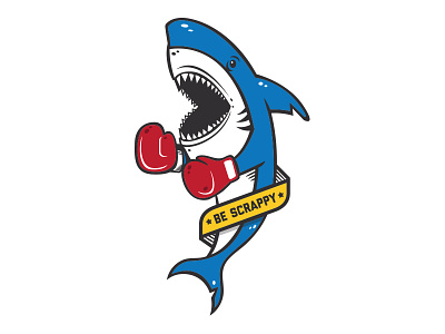 Scrappy 2.0 banner boxing brand games graphic icon illustration shark sticker type vector