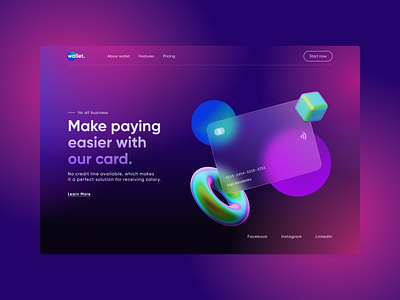 Wallet - Online banking 3d abstract bank card concept creative design figma ui wallet