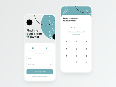 Sign Up mobile app form & Email confirmation abstract account app concept creative design email figma graphic design invest mobile passcode register sign up signin ui