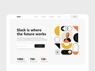 Landing Hero Section – Concept of Slack abstract concept creative design figma hero section illustration landing landing page main product page redesign slack ui website