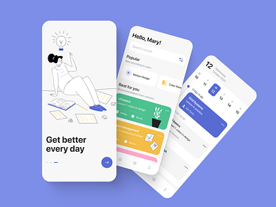 Education: Online Course Mobile App abstract app application concept course creative design figma graphic design illustration learning study ui ux