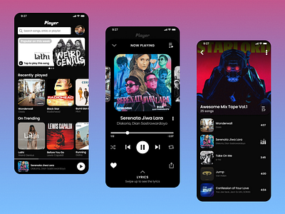 Player ( Music App) app design mobile music music app music player ui ui design uiux ux