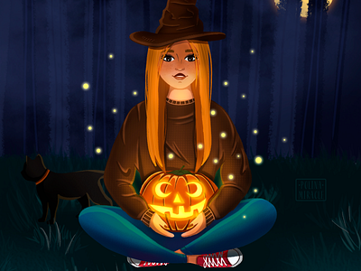 Happy Halloween character drawing dribbbleweeklywarmup girl illustration halloween halloween bash illustration illustration art painter people art people illustration