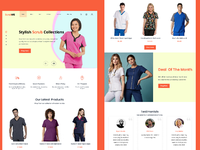 E-commerce web design for an online Scrub store landing page e commerce fashion