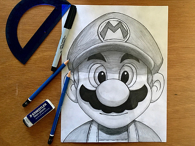Mario art drawing mario mustache nintendo paper pencil sketch super mario