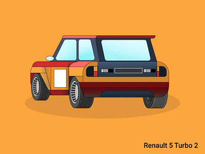 Renault 5 Turbo 2 rear view car graphic design illustration vector