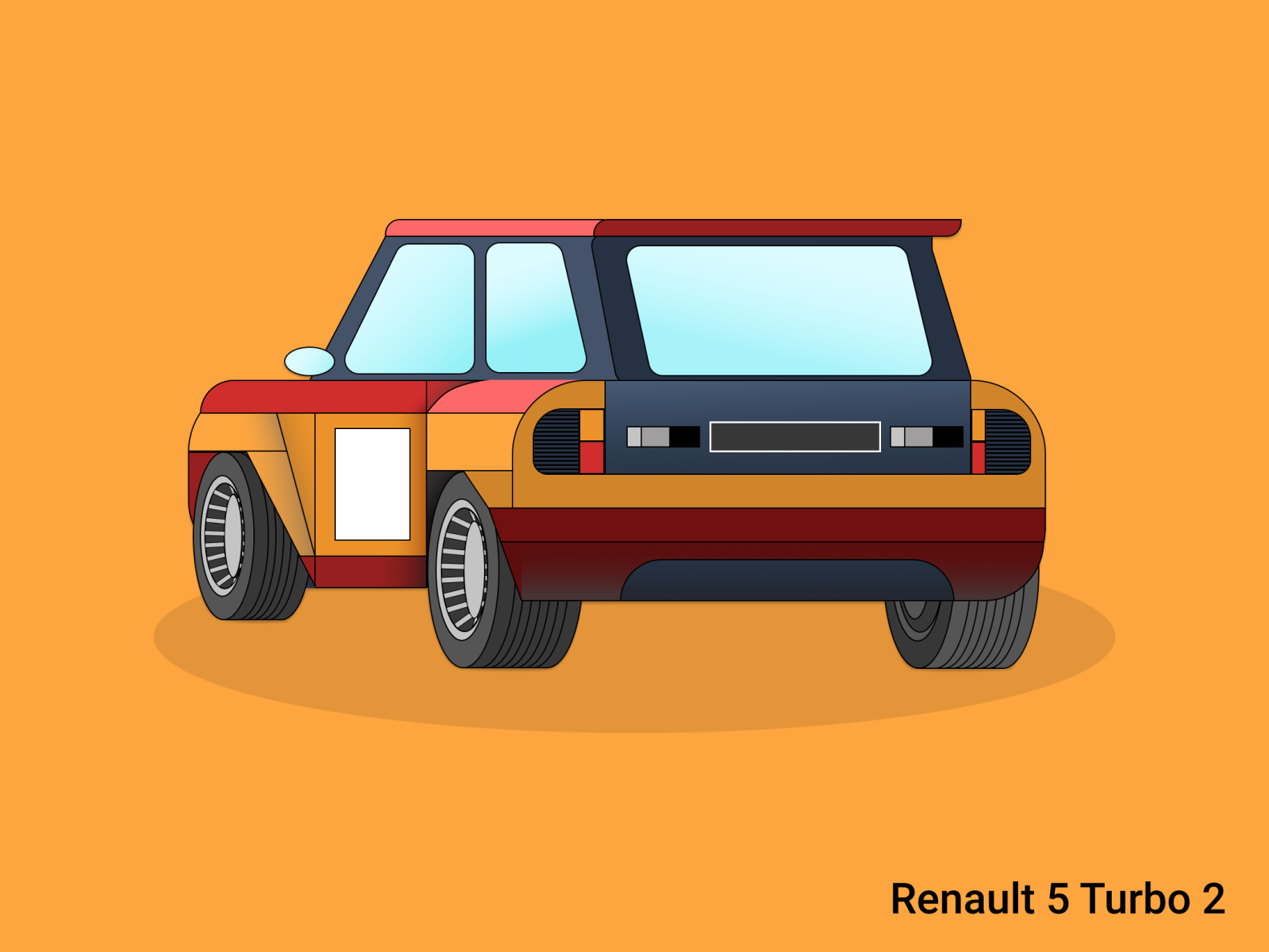 Renault 5 Turbo 2 rear view by Benjamin Dehant on Dribbble