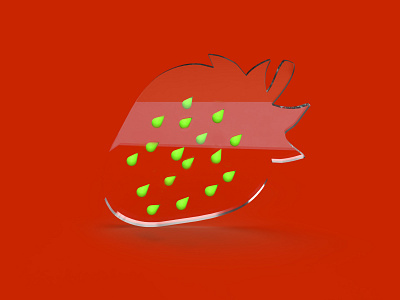 Strawberry 3D 3d berry icon logo red strawberry