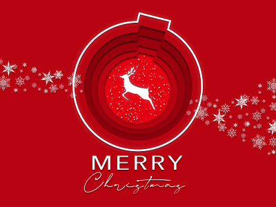 Christmas card card christmas christmas card cut out graphic design holidays red reindeer snow typography