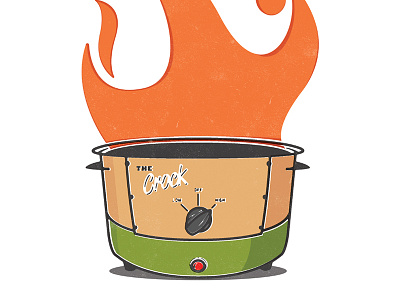 The Crock appliance chili distressed fire illustration pot vintage