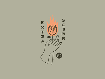 Extra Super Burning Rose fingers fire flower hand illustratiin rose rose logo type vintage