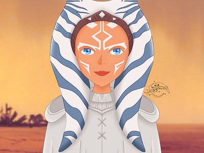 Fan Art of Ahsoka Tano anime art clone wars fan art girl illustration illustraion illustration art print procreate star wars