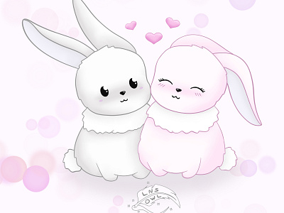 Love animal art cartoon couple cute drawing illustration illustration art illustration digital love lovers print procreate rabbit romantic