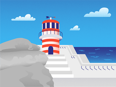 Lighthouse branding calm calmness children book chill design grain graphic design illustration lighthouse rest sea seashore sky stones ui ukraine vector weekend wind