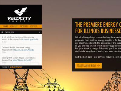 Velocity Energy Website black clean energy interactive web yellow