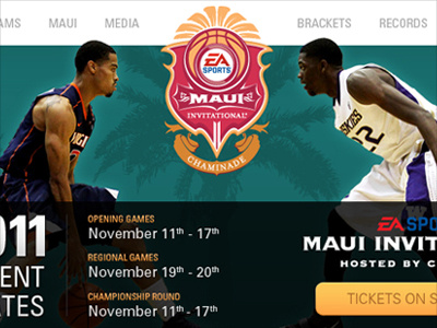 Maui Invitational Home basketball green pink sports tropical web yellow