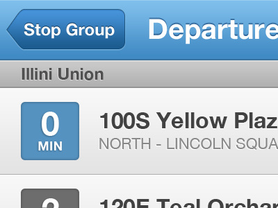 Departures Screen blue bus illinois iphone navigation ui university