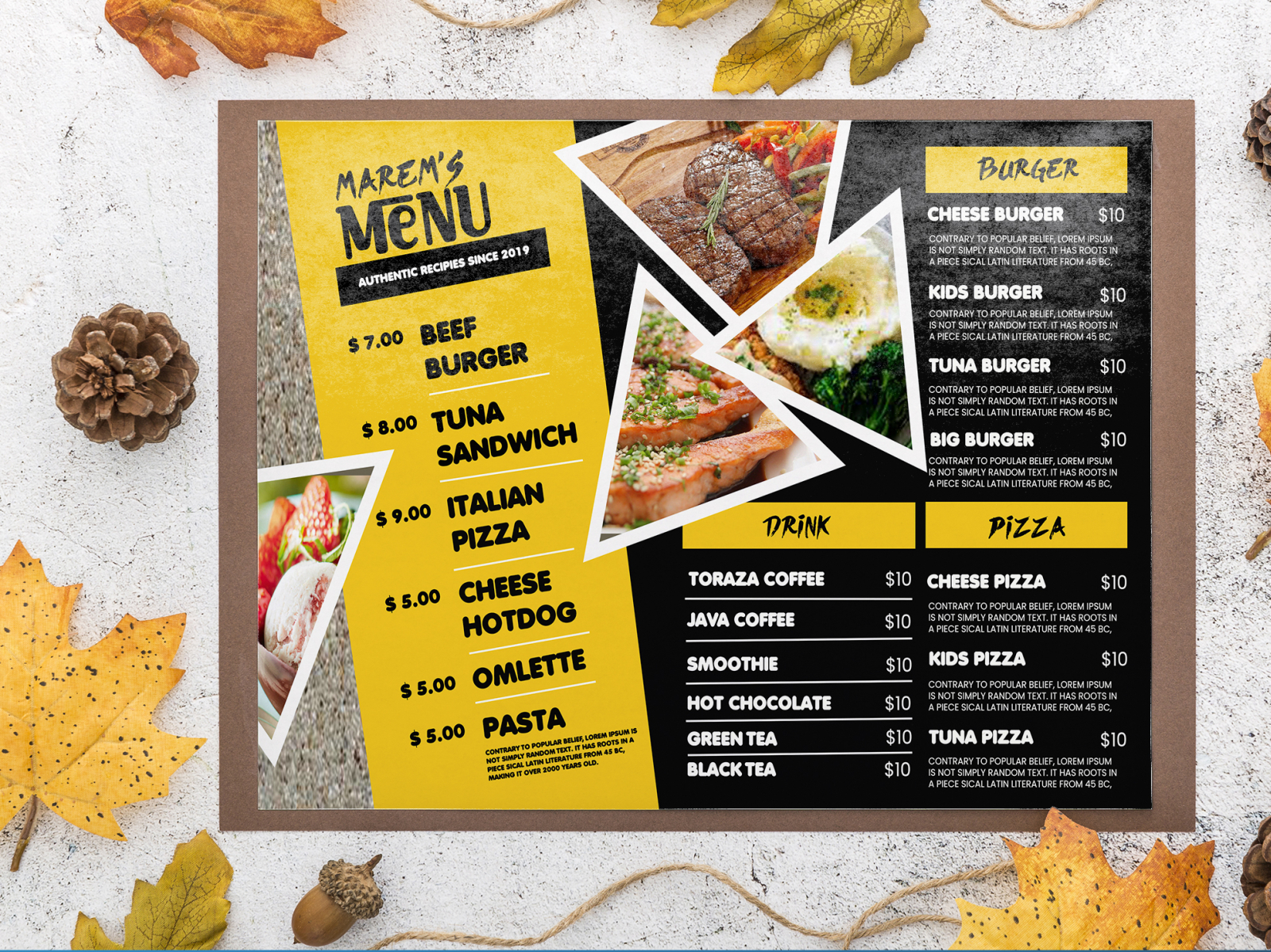 Restaurant Menu by Sabrina Raha on Dribbble