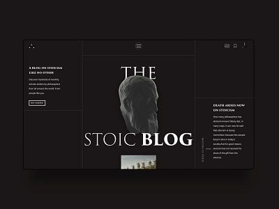 The Stoic Blog presentation blackandwhite blog clean concept dailyui dark dark ui grid interface landingpage minimal minimalist modern stoicism ui uiux ux webdesign website website concept