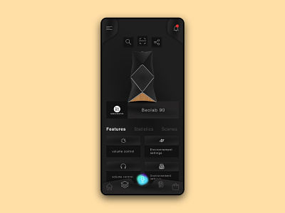 Dark theme Intelligent object control application AVA 2.0 app artificialintelligence black concept control dark dark ui darktheme interface minimal modern night mode objects shadow simple smarthome ui uiux ux voice assistant