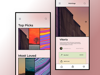 Paintingz app appdesign art e commerce artist e commerce app design ui