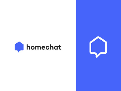 Home Chat Logo. 3d app blue branding chat design designer free graphic design home home chat house illustration logo logo design online real estate trend vector viral