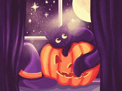 Halloween kitty 🎃 👻 🐱 cat design halloween halloween design illustration pumpkin spooky weeklywarmup