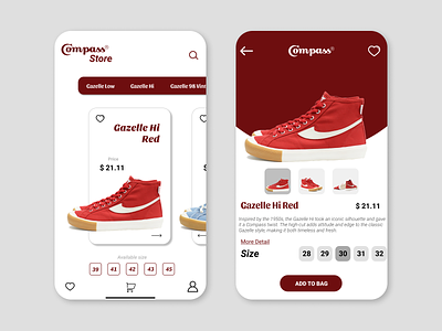 UI/UX Compass Store app branding shoes store ui ux uidesign uxdesign