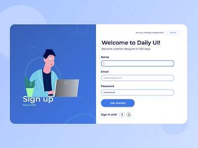 Sign up / Daily UI #001 001 daily 100 challenge dailyui dailyuichallenge ui