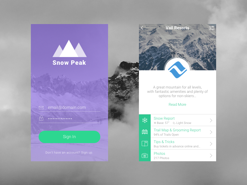 Snow Peak Mobile App Concept by Tim Noetzel on Dribbble