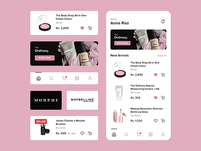 E-commerce App android app design cosmetics design figma home screen minimal mobile app ui ui design ui ux ui ux design ux ux design