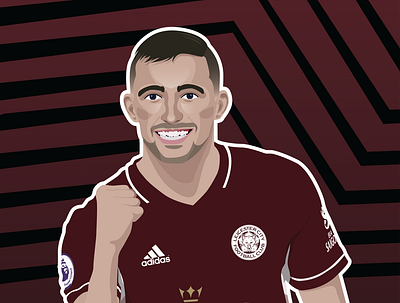 Timothy Castagne Illustration design football illustration illustrator leicester leicester city premier league soccer vector