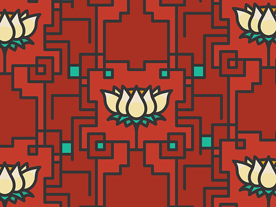 Repeating Pattern colour lotus pattern print tibet