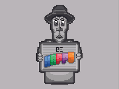 Be Happy colour happy pixel pixel art print