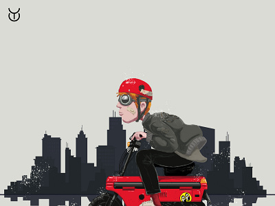 Riding Out of the messcity character design illustration logo photoshop