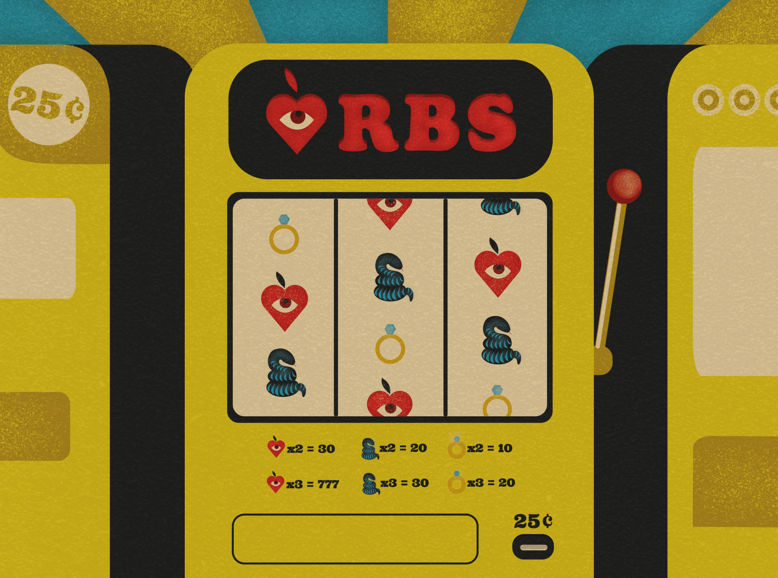 ORBS slot machine design illustration old school oldschool retro retrowave vector vintage