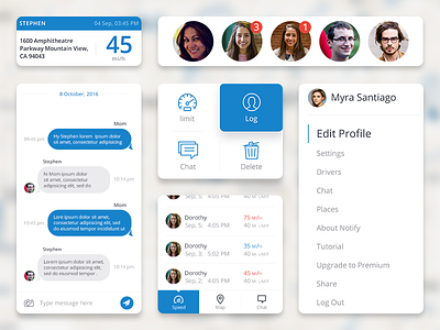 Notify app project app experience chat components drivers exceed family. ios mobile notifications road speed limit ui elements