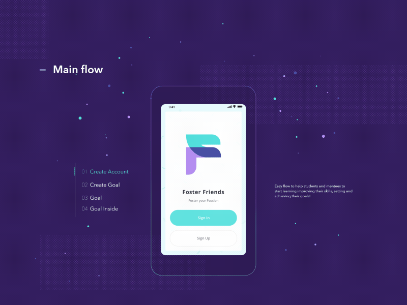 Foster Friends Main Flow animation foster friends graphic design interaction design