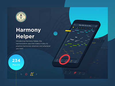 Harmony Helper on Behance app behance interface intro iso mobileapps music play rhythm sound ui ux