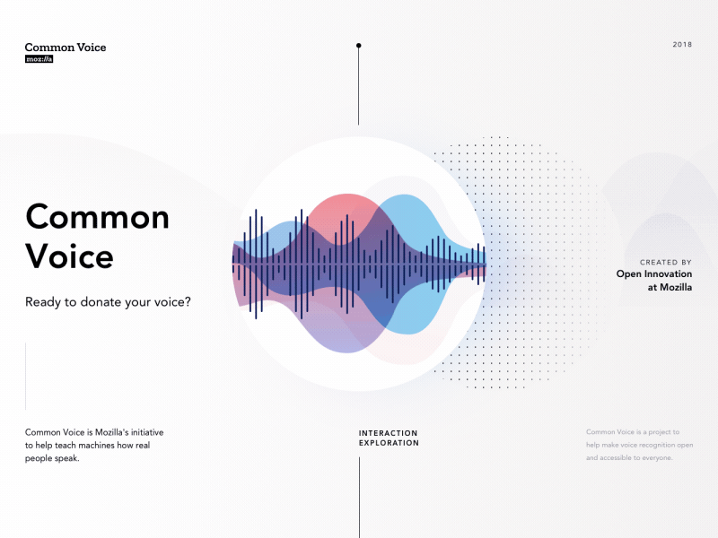 Common Voice animation app donate header initiative intelligent interface interactions interface design machine learning machines mozilla speak waves